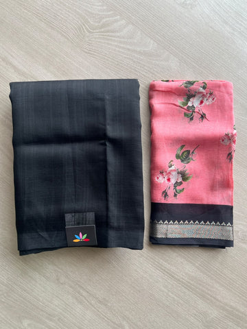 Handloom Mangalagiri Silk Cotton Saree With Digital Printed Blouse Fabric - 36920