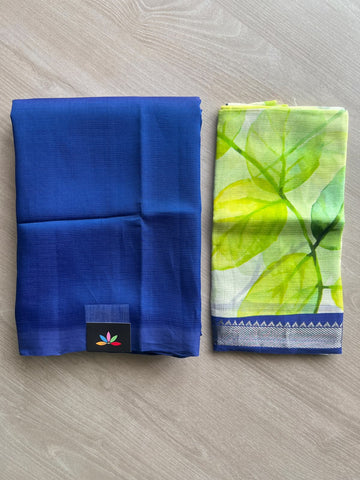 Handloom Mangalagiri Silk Cotton Saree With Digital Printed Blouse Fabric - 36922