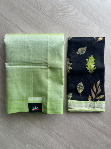 Handloom Mangalagiri Silk Cotton Saree With Digital Printed Blouse Fabric - 36925
