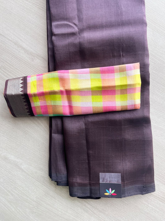 Handloom Mangalagiri Silk Cotton Saree With Digital Printed Blouse Fabric - 36932
