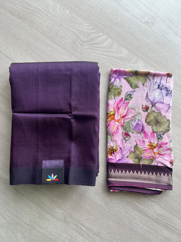 Handloom Mangalagiri Silk Cotton Saree With Digital Printed Blouse Fabric - 36934
