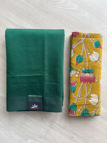 Plain Mangalagiri Cotton Saree with Printed Cotton Blouse - 36943