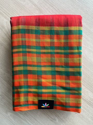 Checked Handwoven Bengal Soft Cotton Saree - 36983