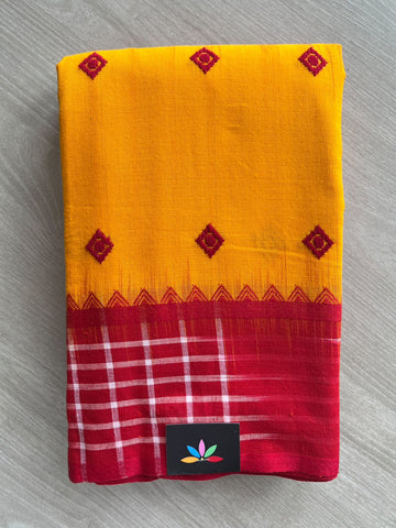 Checked Design Bengal Soft Cotton Saree (Without Blouse) - 36996