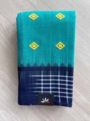 Checked Design Bengal Soft Cotton Saree (Without Blouse) - 36998