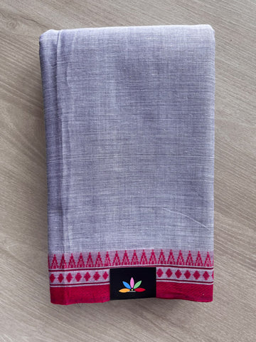 Temple Border Bengal Soft Cotton Saree (Without Blouse) - 37002-37003