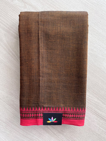 Temple Border Bengal Soft Cotton Saree (Without Blouse) - 37004-37005