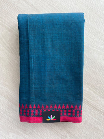 Temple Border Bengal Soft Cotton Saree (Without Blouse) - 37008-37009