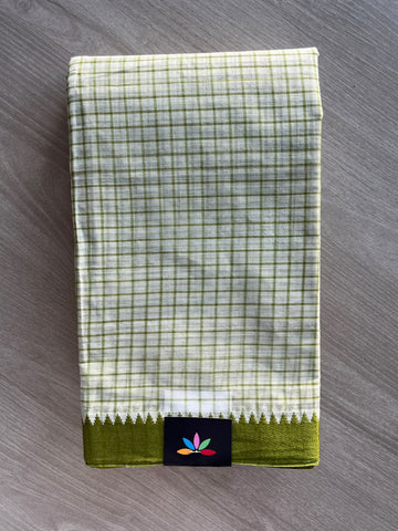 Checked Handloom Starched Cotton Saree (Without Blouse) - 37035-37036