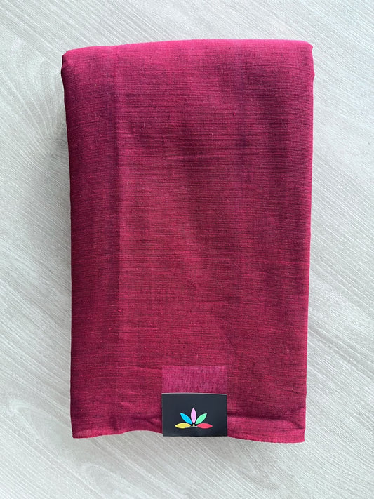 Rich Maroon Bengal Soft Cotton Saree (Without Blouse) - 37056