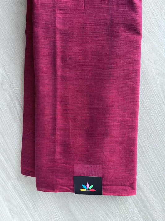 Rich Maroon Bengal Soft Cotton Saree (Without Blouse) - 37056