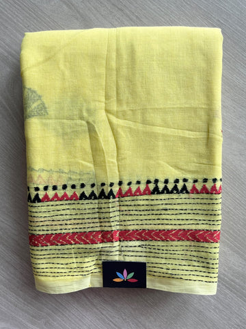 Kantha Stitch Cotton Saree - 37064