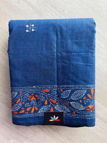 Kantha Stitch Cotton Saree - 37065