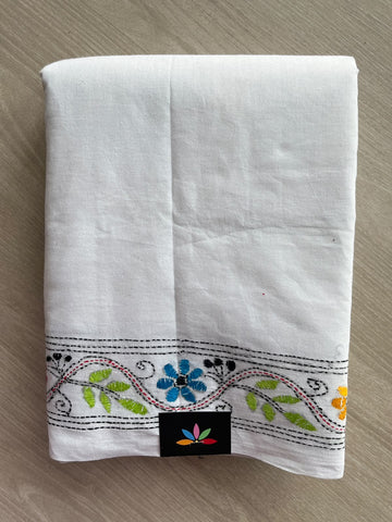 Kantha Stitch Cotton Saree - 37076