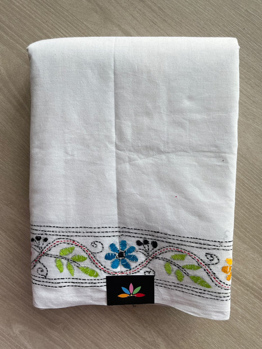 Kantha Stitch Cotton Saree - 37076