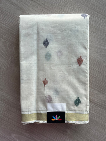 Handloom Bengal Cotton Jamdani Saree (Without Blouse) - 37083