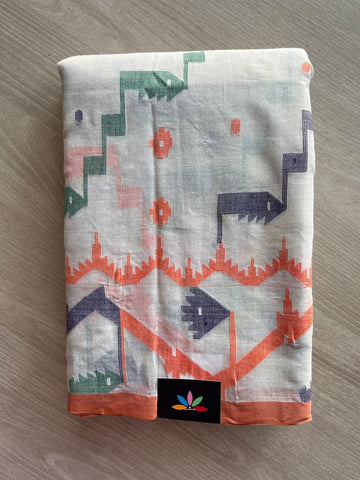 Handloom Bengal Cotton Jamdani Saree (Without Blouse) - 37086