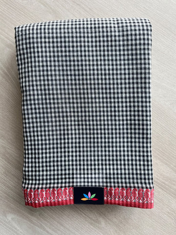 Black & White Small Border Black and White Checks Bengal Soft Cotton Saree - 37111 37161-37164