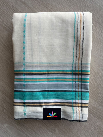 Off-White Bengal Soft Cotton Saree - 37135