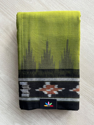Pear Green Handloom Orissa Ikkat Cotton Saree (Without blouse) - 37144