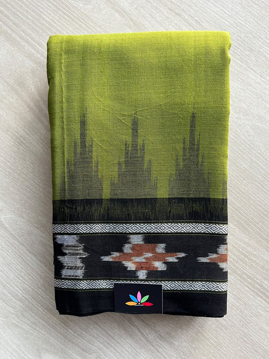 Pear Green Handloom Orissa Ikkat Cotton Saree (Without blouse) - 37144