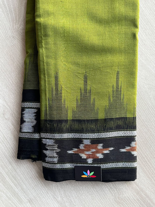 Pear Green Handloom Orissa Ikkat Cotton Saree (Without blouse) - 37144
