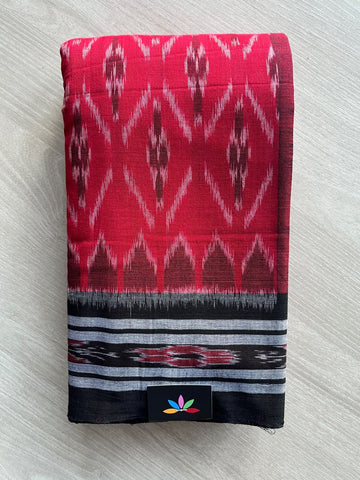 Amaranth Red Handloom Orissa Ikkat Cotton Saree (Without blouse) - 37148