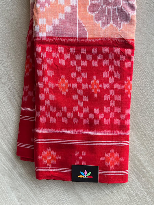 Multi-Color Handloom Orissa Ikkat Cotton Saree (Without blouse) - 37150