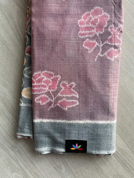 Dusty Rose Handloom Orissa Ikkat Cotton Saree - 37158