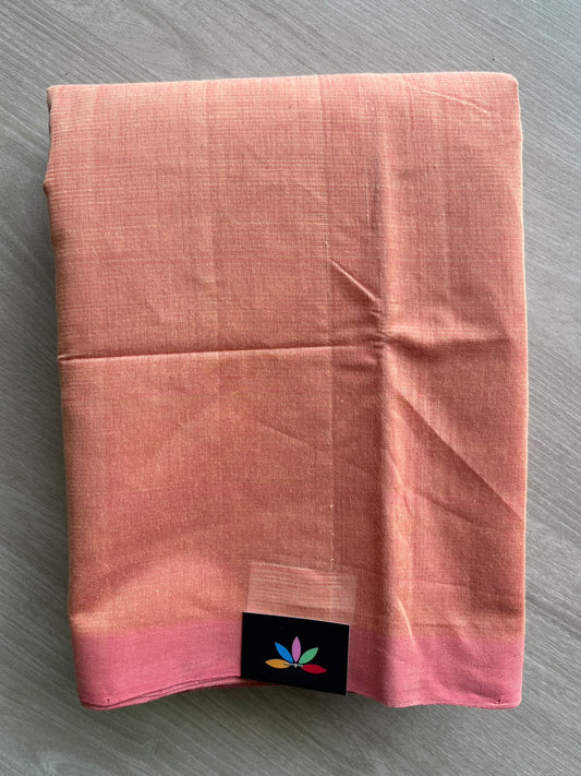 Salmon Peach Plain Mangalagiri Handloom Cotton Saree - 37168