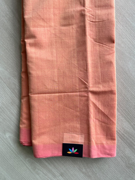 Salmon Peach Plain Mangalagiri Handloom Cotton Saree - 37168
