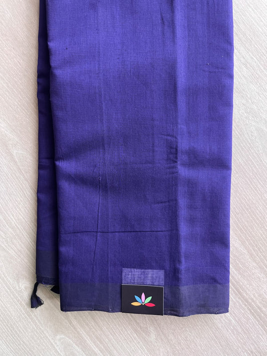 Purplish Blue Plain Mangalagiri Handloom Cotton Saree - 37171