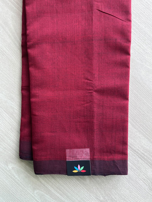 Rose Red Plain Mangalagiri Handloom Cotton Saree - 37174