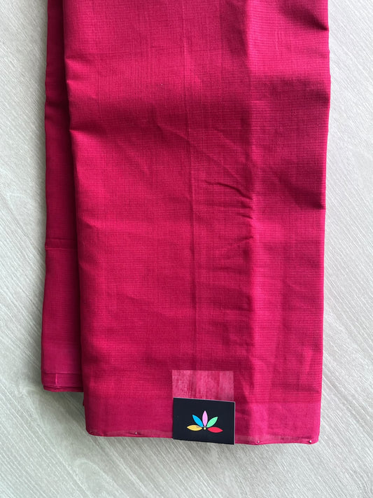 Ruby Red Plain Mangalagiri Handloom Cotton Saree - 37176