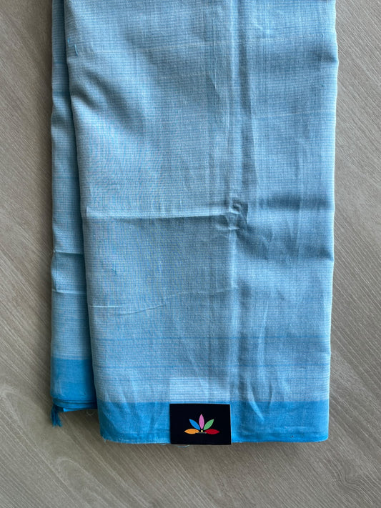 Sky Blue Plain Mangalagiri Handloom Cotton Saree - 37178