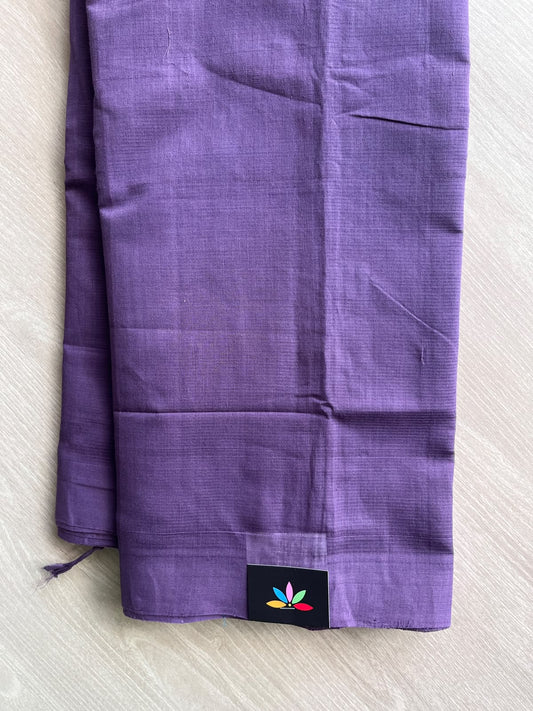 Royal Purple Plain Mangalagiri Handloom Cotton Saree - 37179