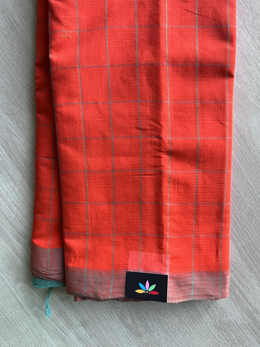 Checked Mangalagiri Handloom Cotton Saree - 37204