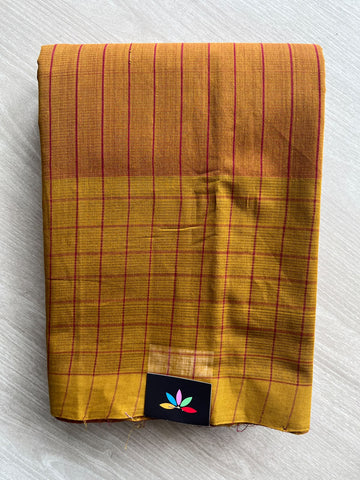 Classic Checks Handloom Mangalagiri Cotton Saree with Contrast Border - 37219