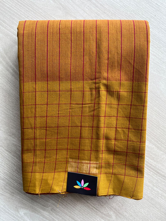 Classic Checks Handloom Mangalagiri Cotton Saree with Contrast Border - 37219