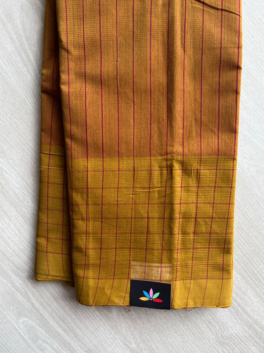 Classic Checks Handloom Mangalagiri Cotton Saree with Contrast Border - 37219
