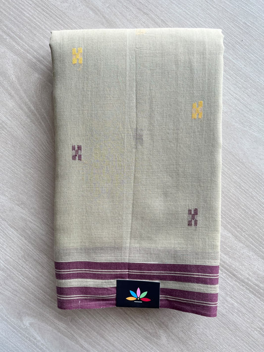 Sage Green Bengal Soft Cotton Jamdani Saree (Without Blouse)- 37235