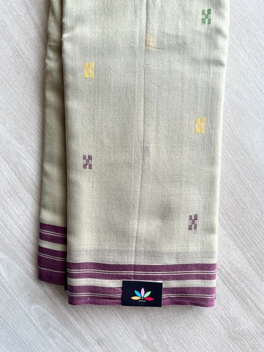 Sage Green Bengal Soft Cotton Jamdani Saree (Without Blouse)- 37235