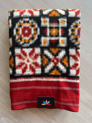 Handwoven Telia Rumal ikkat Cotton Saree - 37238