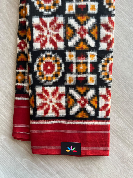 Handwoven Telia Rumal ikkat Cotton Saree - 37238