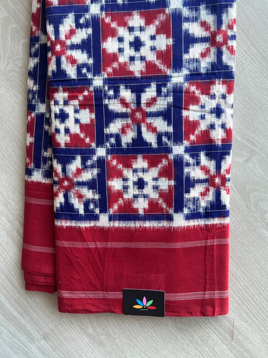 Handwoven Telia Rumal ikkat Cotton Saree - 37239