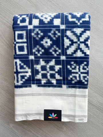 12 Motif Handwoven Telia Rumal Ikkat Cotton Saree - 37241