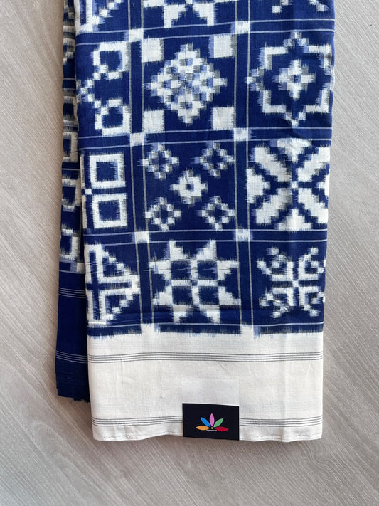 12 Motif Handwoven Telia Rumal Ikkat Cotton Saree - 37241