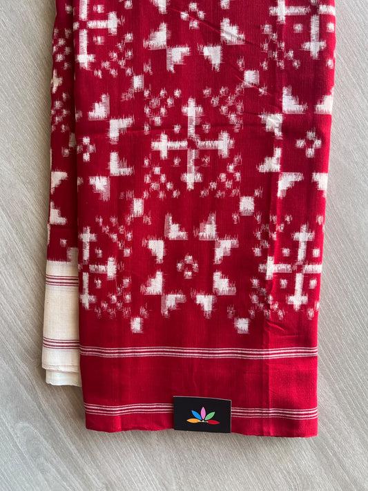 Handwoven Telia Rumal Ikkat Cotton Saree - 37242