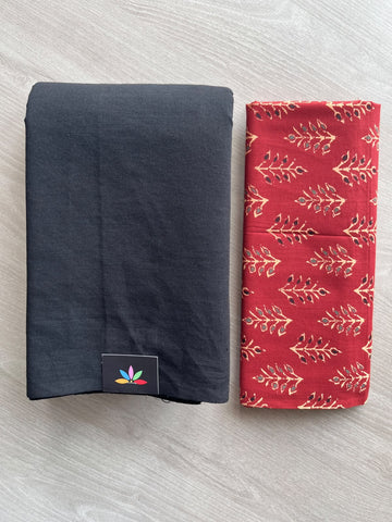 Plain Cotton Saree with Contrast Blouse - 37250
