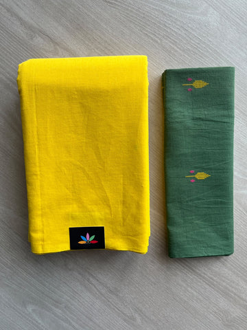 Plain Cotton Saree with Contrast Blouse - 37251